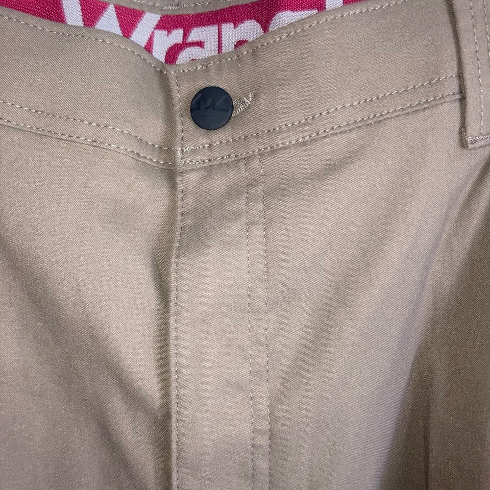 Khaki Straight Waist Pants with Black Button